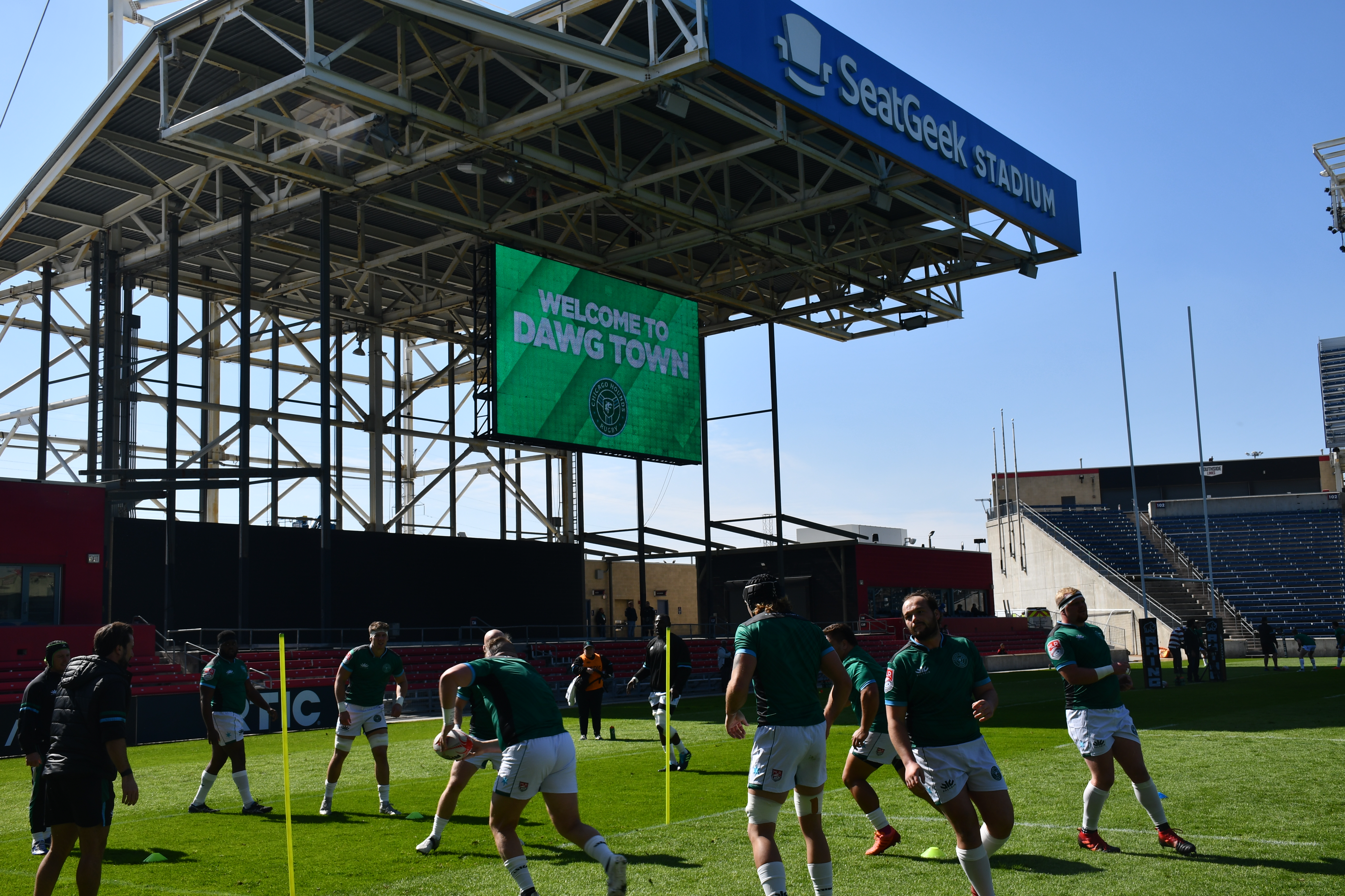 Rugby players on SeatGeek field